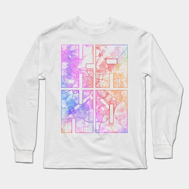 Kano, Nigeria City Map Typography - Colorful Long Sleeve T-Shirt by deMAP Studio